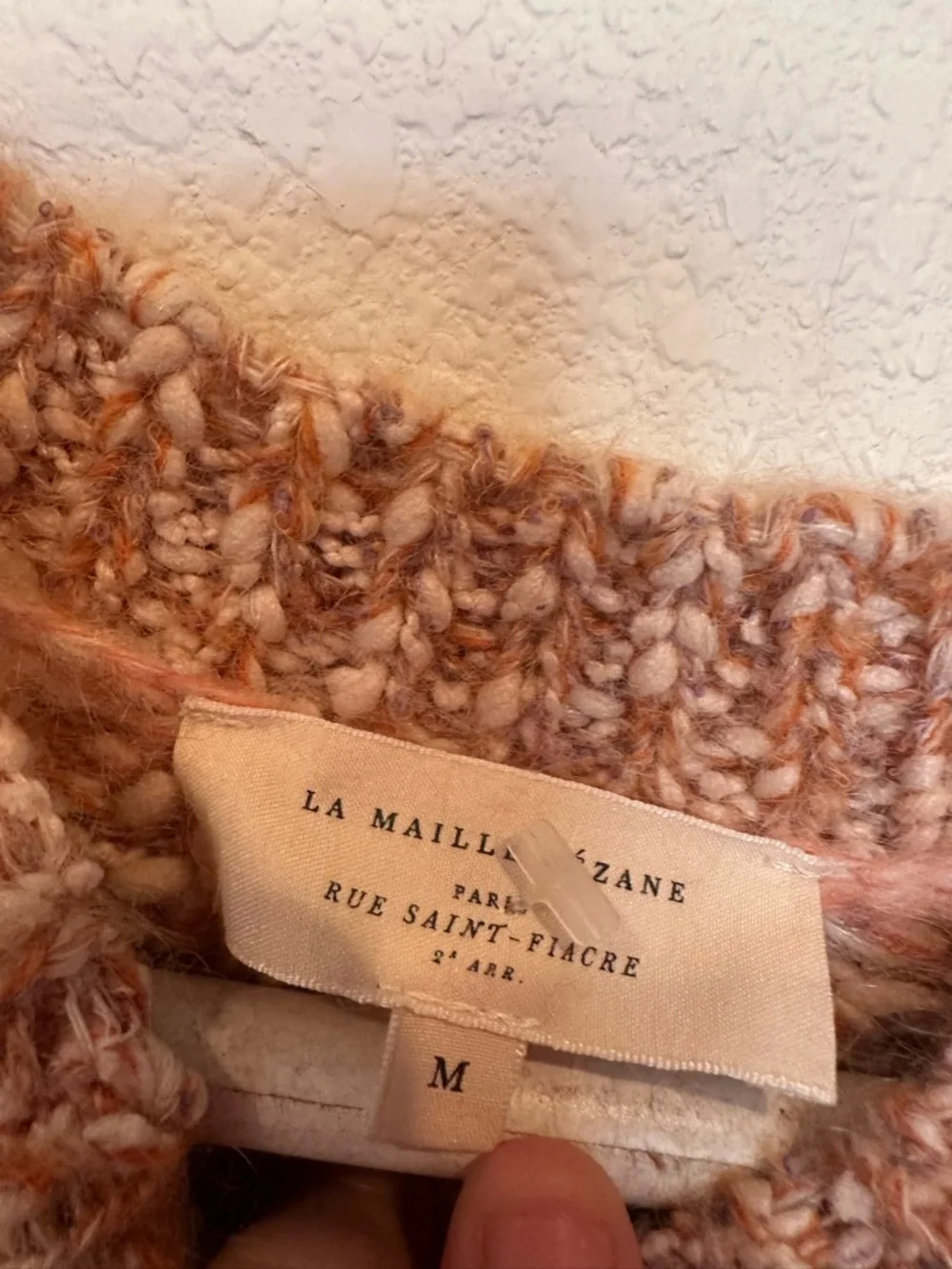 Sezane Marled Peach Crewneck Sweater - Picture 4 of 6